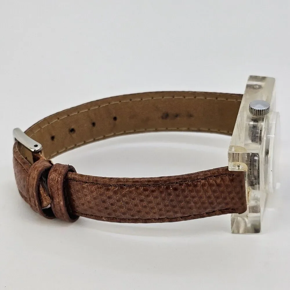 VTG Lucerne Women's Watch 26MM Black Dial Brown Leather Bands Up to 6.5